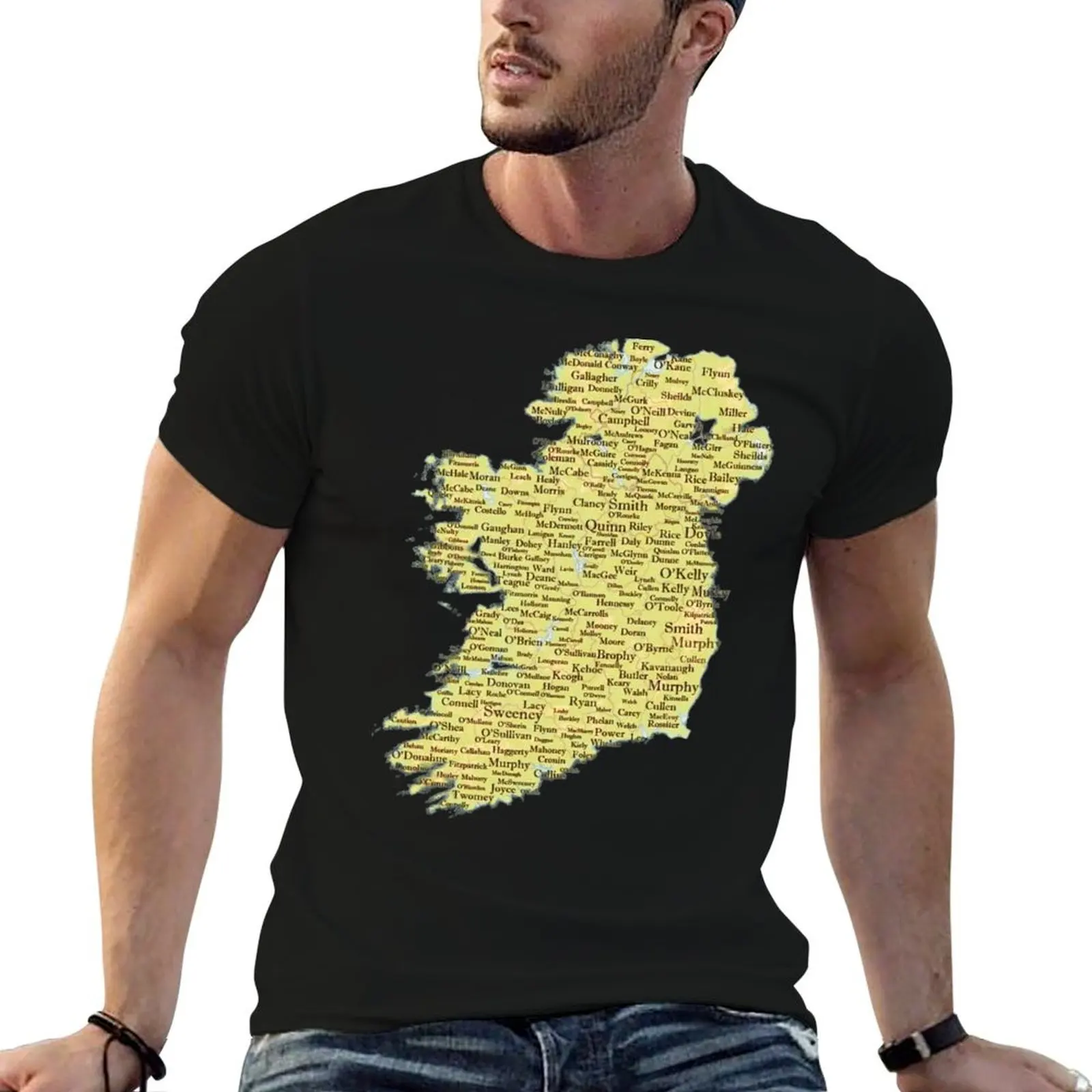 

Ireland Surnames Map Irish Family Names T-Shirt t shirt for man 100 percent cotton t shirts cotton 100% T-Shirt