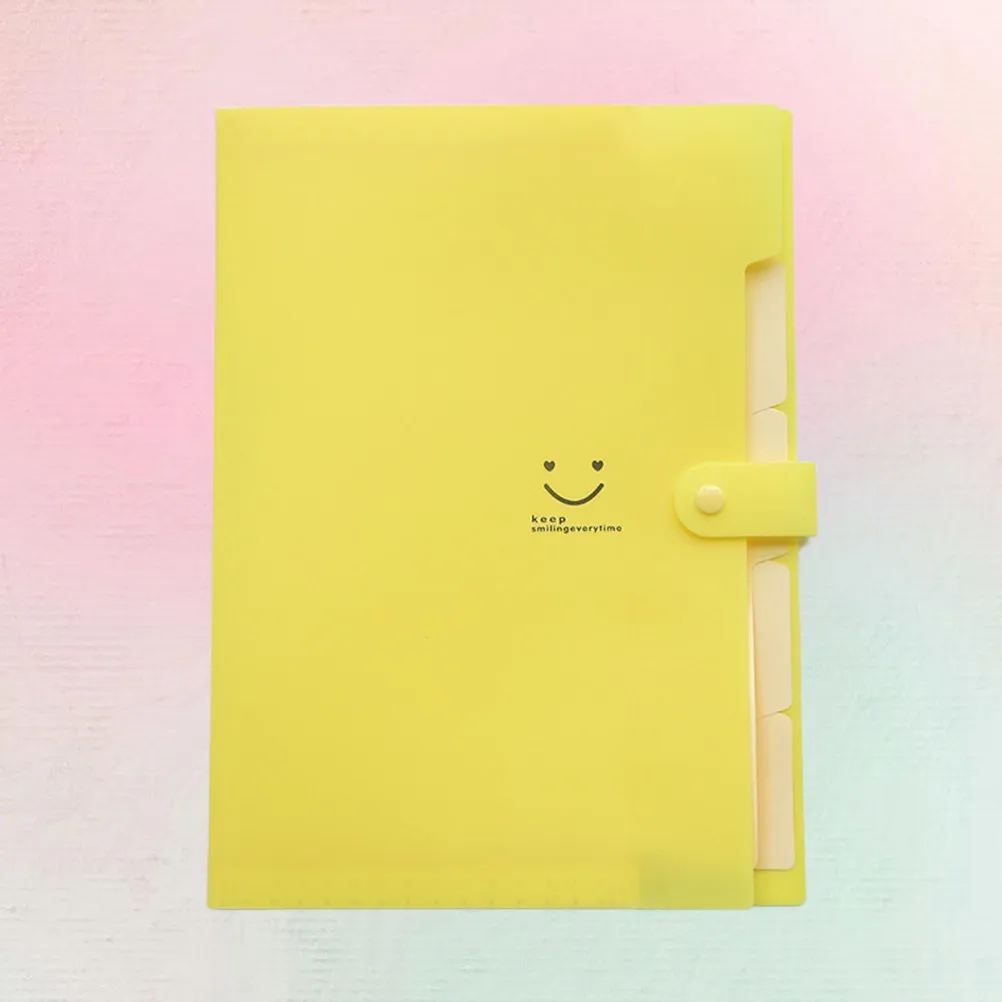 A4 Letter Size Plastic File Folder with 5 Expandable Pockets Snap Closure Accordion Design Clear Tab Dividers Home Office Use