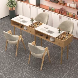 Mesa De Manicura profesional para mujer, mueble nórdico De madera para salón De belleza