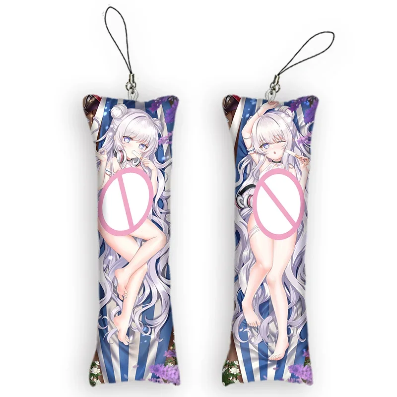 

New Pattern Mini Pendant Azur Lane Dakimakura Keychain Double Sided Cartoon Anime Body Mini Pillow Key Chains Cute Gift