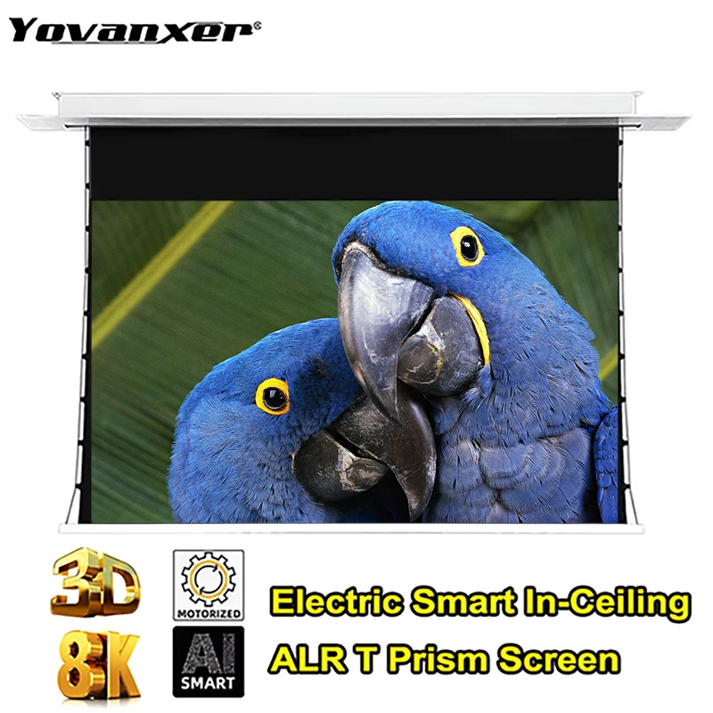 72-110 inch AI Intelligent Ceiling Embedded ALR T prism Electric Upgraded Projection Screen With Voice Function For Home Theater