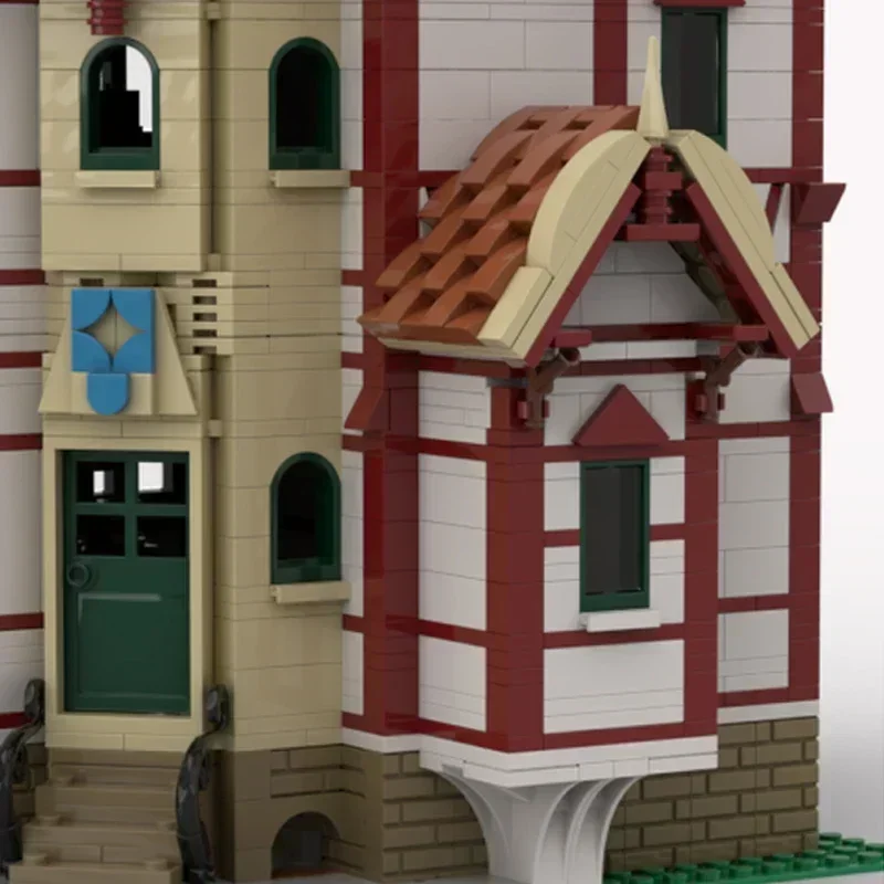 

Строительные блоки Moc, модульный вид на улицу, роскошный особняк, технические кирпичи, сделай сам, сборка, строительные игрушки для детей, праздничные подарки