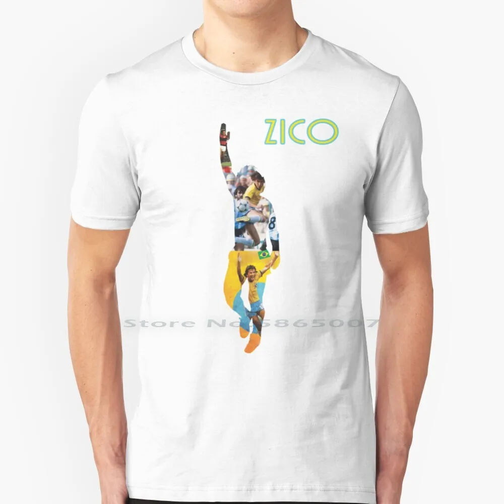 Zico 100% Cotton T Shirt Zico Brazil Brasil Sele??o 1982 Football Futebol Soccer Socrates Junior Falcao Dirceu Eder Alemao Pelé