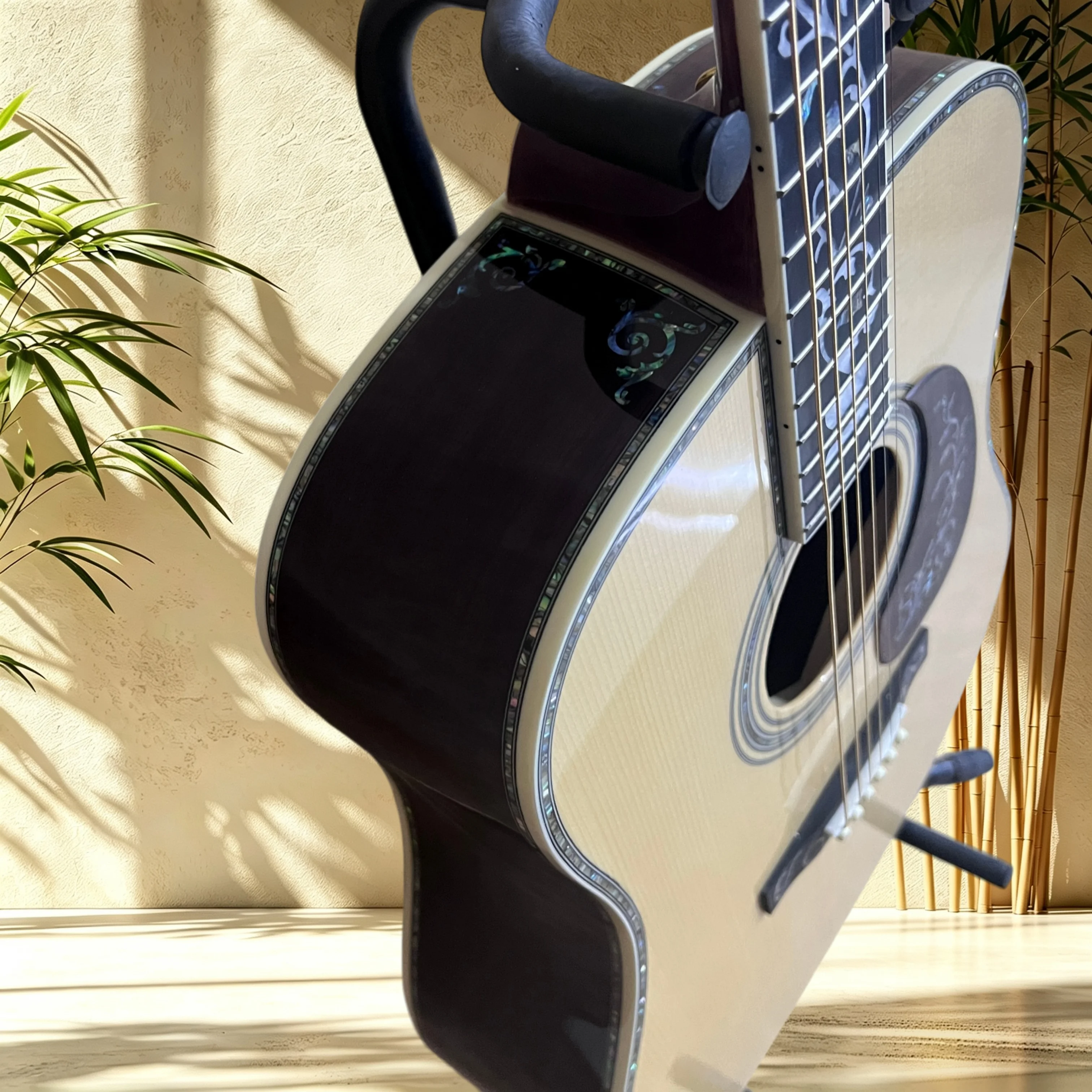 41 Inch D45 Natural Vine Abalone Inlay Spruce Top Rosewood Back Sides Ebony Fretboard Singing Fingerstyle Rehearsal Recording