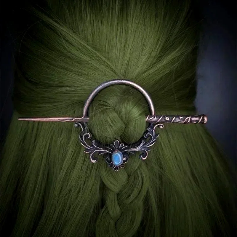 Vintage Gothic Nordic Hair Stick – Blue Stone and Butterfly Metal Hair Sticks or Bun Holder 6