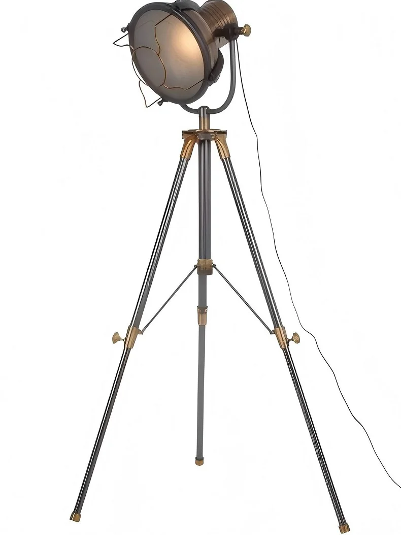 Vintage Industrial Tripod Floor Lamp Retro Heavy Metal StandingLight American Iron Samurai Lamp for Café/Study/Living Room/Bar