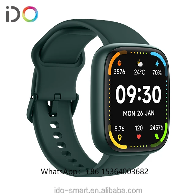 

TJXL-2024 New Arrival IDW26 Smart Watch Silicon Strap Fitness Tracker Sport Smartwatch Features Heart Rate/Blood iOS TFT Square