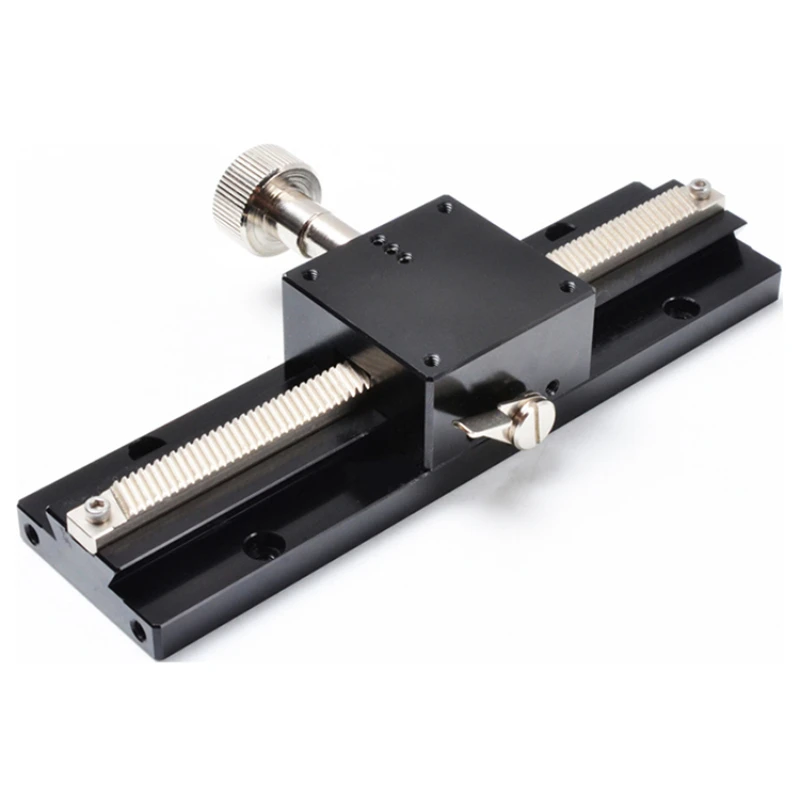 X/Z axis sliding dovetail groove table manual displacement rack and pinion optical CCD frame LWX4060-L100~500 length