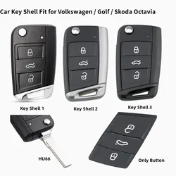 3 Buttons Rubber Flip Remote Car Key Pad/ Car Key Shell Case for VW Volkswagen Golf 7 4 5 Mk4 6 MK7 Skoda Octavia A7 Seat Leon