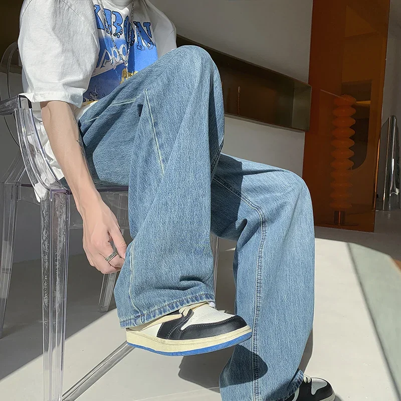 

Baggy Jeans Men Fashion Casual Wide Leg Jeans Men Streetwear Loose Hip Hop Straight Denim Pants Mens Trousers