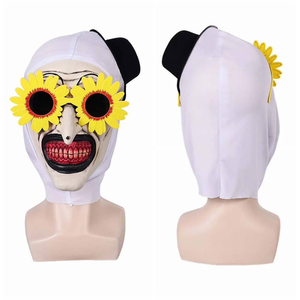 2024 Movie Terrifier 3 Cosplay Fantasy Costume Accessories Art Clown Mask With Sunflower Glasses Men Fantasia Prop Decor