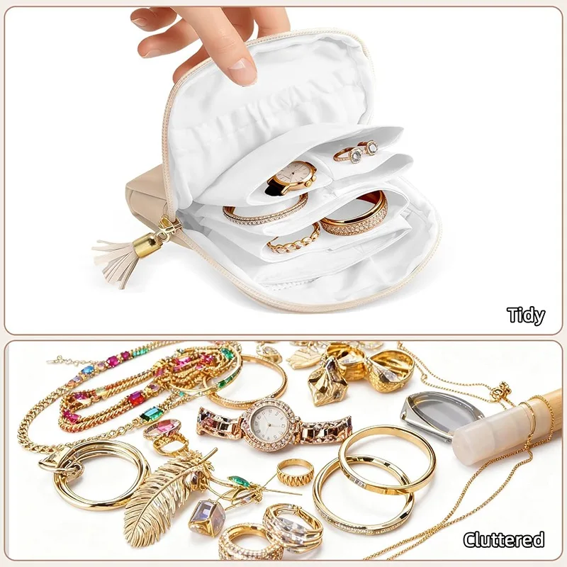 

Fashion Travel Portable Jewelry Storage Bag Soft PU Leather Display Case For Ring Earrings Necklaces Organized Jewelry Packaging