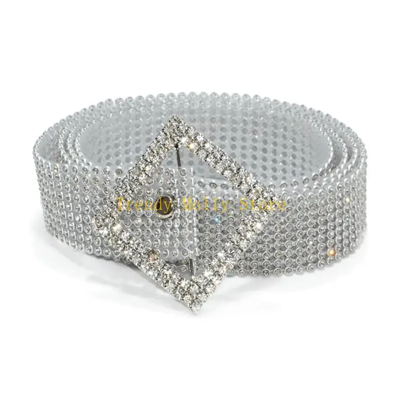 N5kb Women Crystal for Rhinestone Chain Belt Belt Party Club لامعة بريق مجوهر