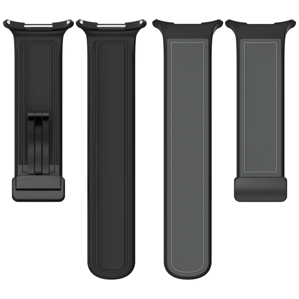 Bracelet de montre en silicone et cuir pour Samsung Galaxy Watch Ultra, 47mm, structure pliable magnétique