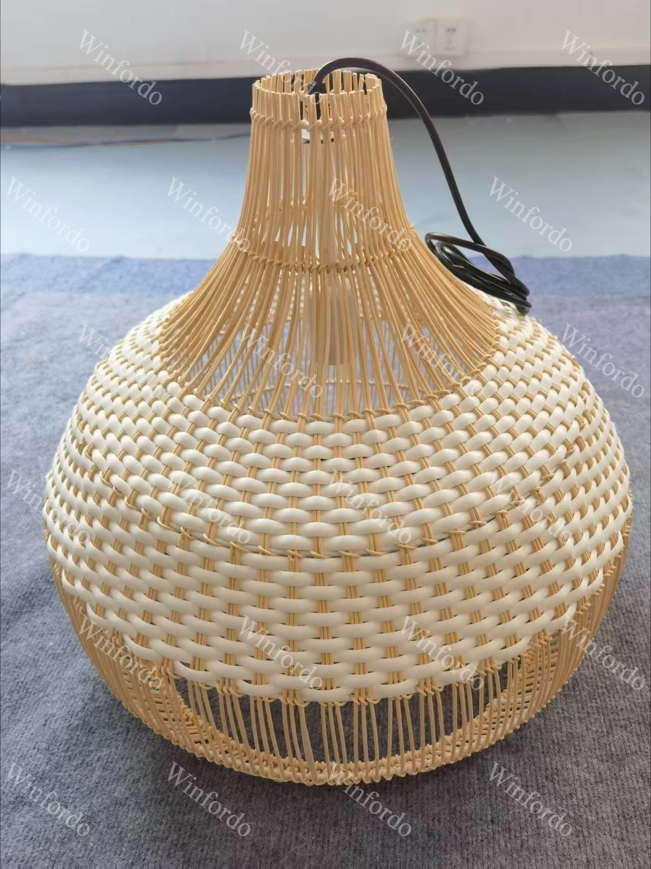 Japanese woven cover hanging chandelire lamp Wabi Sabi rattan pendant light for bedroom dining room living room