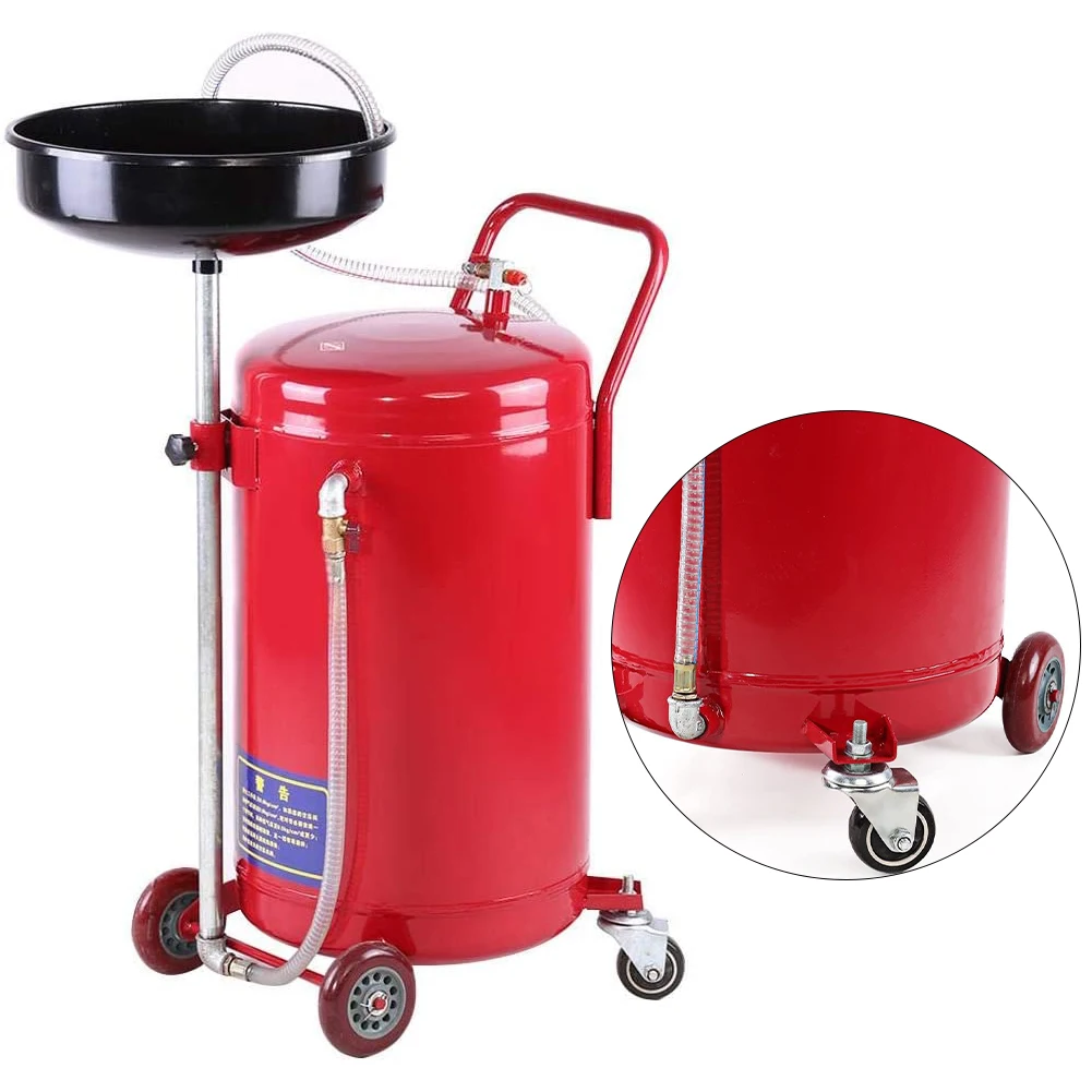 80 Liter 17.5 Gallon Portable Auto Waste Oil Drain Tank Air Operated Drainer Drainage Collector