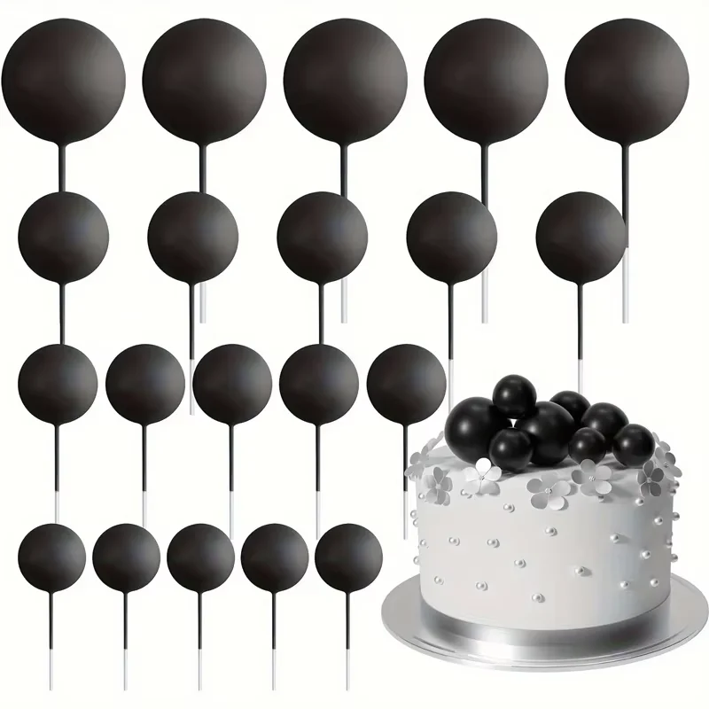 20 Stuks Cake Goud Zilver Bal Gelukkige Verjaardag Cake Topper DIY Cupcake Vlag Bruiloft Kerst Bal Decor Baby Verjaardag Decoratie