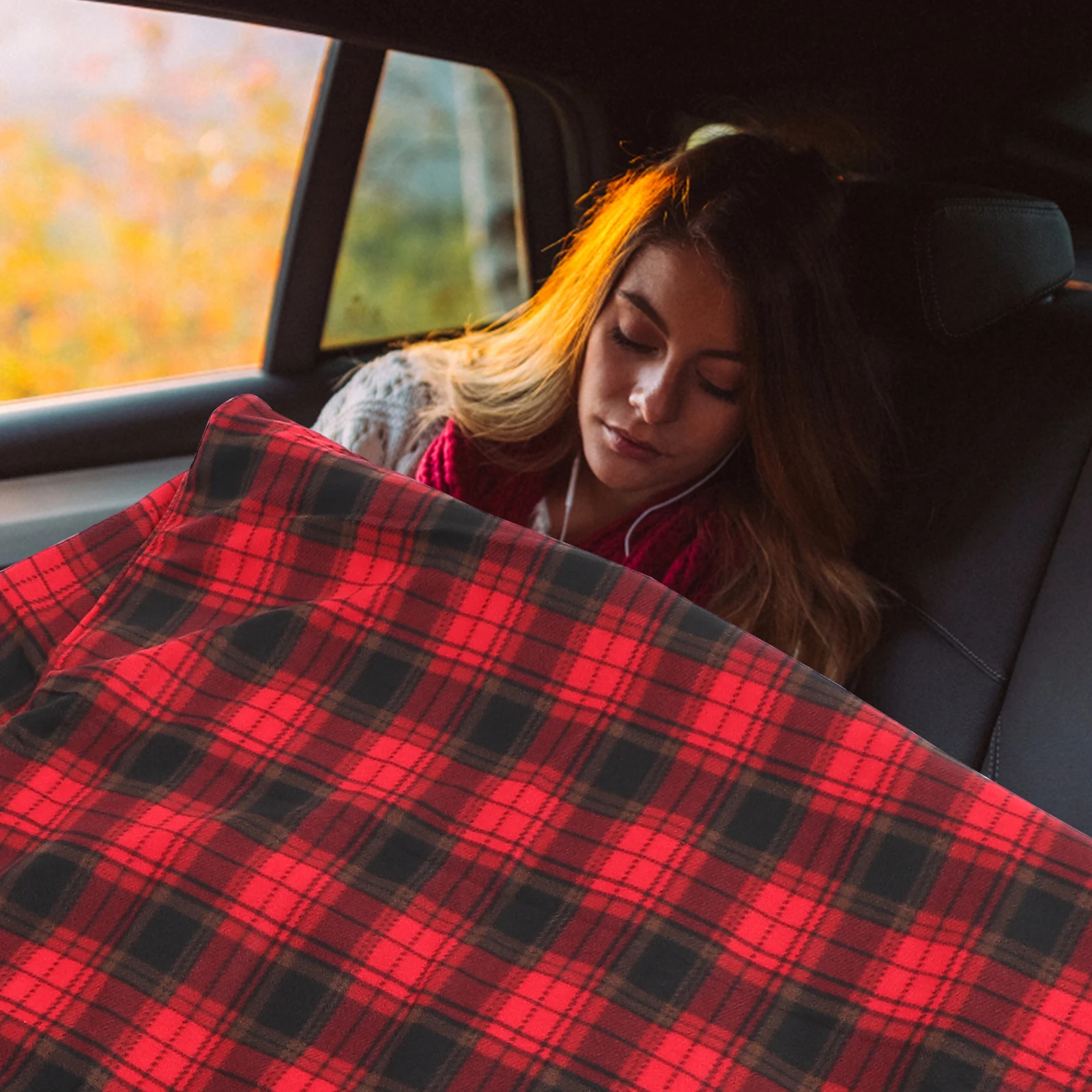 

Electric Blanket For Car 12V Heated Travel Blanket Fast Heating -Off Warmth For Driver Passenger Winter Use Car