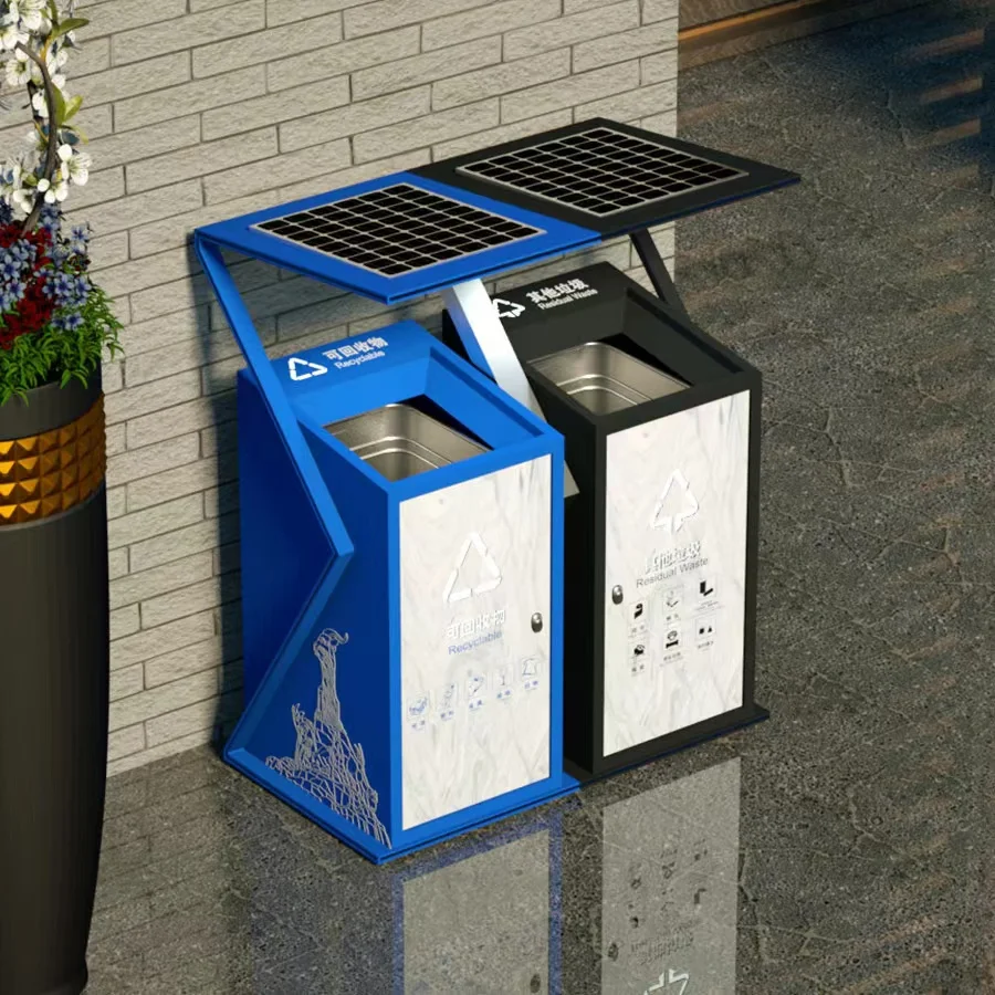 New Energy Solar Powered Public Dustbin Smart Bin