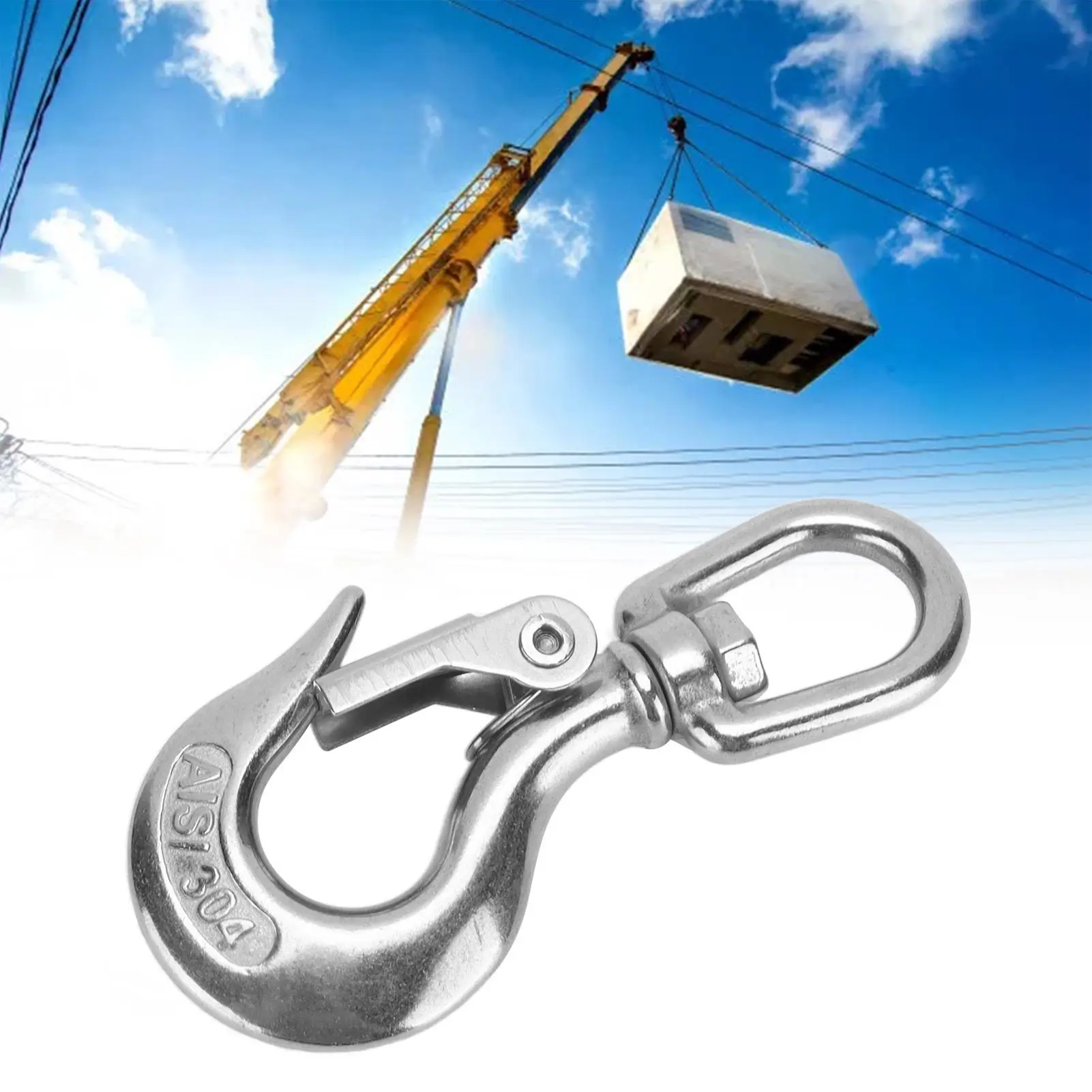 Stainless Steel  Swivel Eye Lifting Hook for Cranes - Durable for engineering Accessory