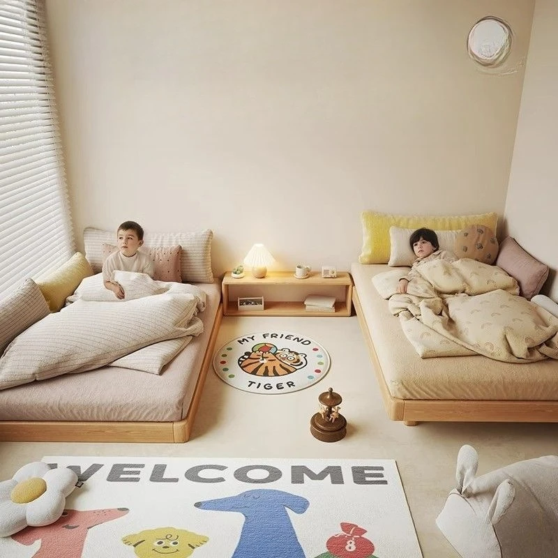 Full solid wood floor bed, no bedside, bedroom suspension, simple