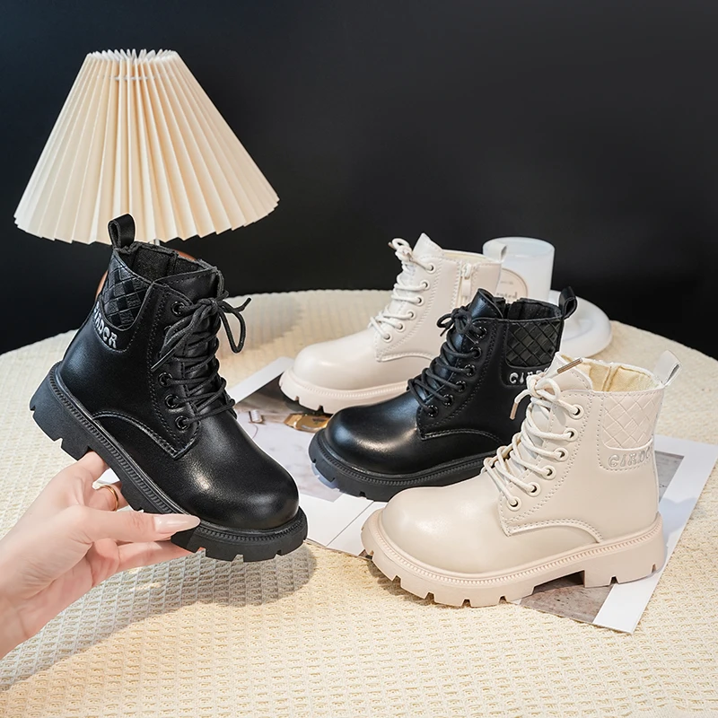 

Осенне-зимние модные элегантные и милые детские сапоги до середины икры с круглым носком на мягкой толстой подошве, короткие сапоги на молнии в стиле ретро для маленьких девочек