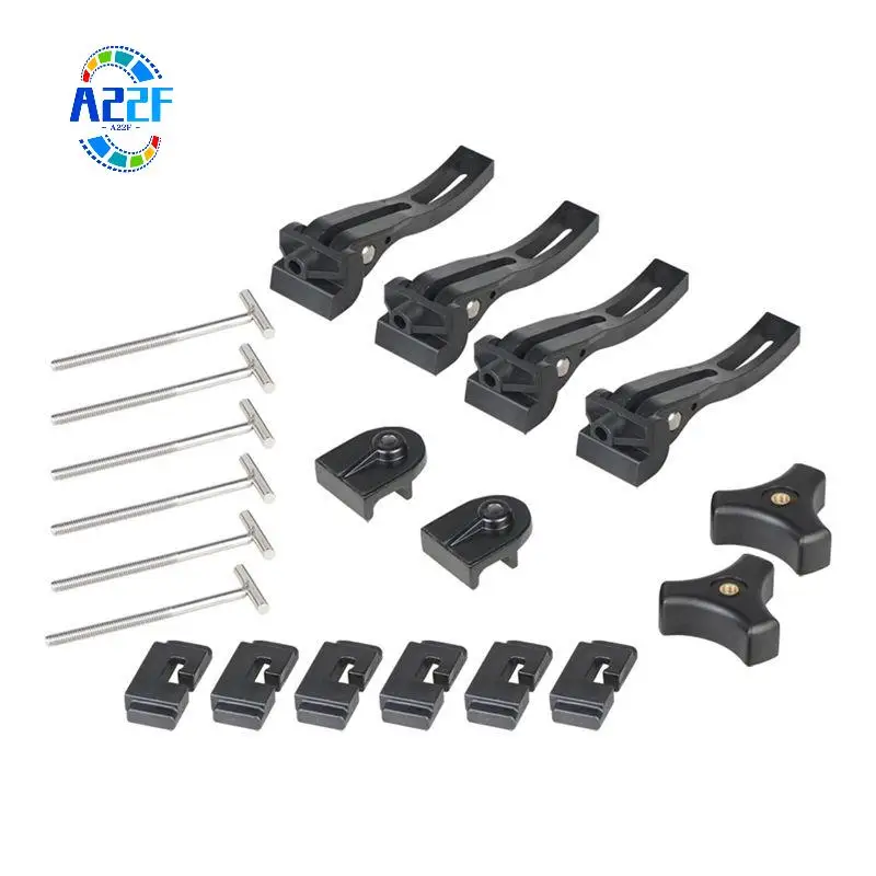 A22F-Truck Cargo Cover Fixing Kit Hard Tri-Fold Tonneau Pickup Truck Bed Cover Fixing Rear Front Clamp T-Bolts