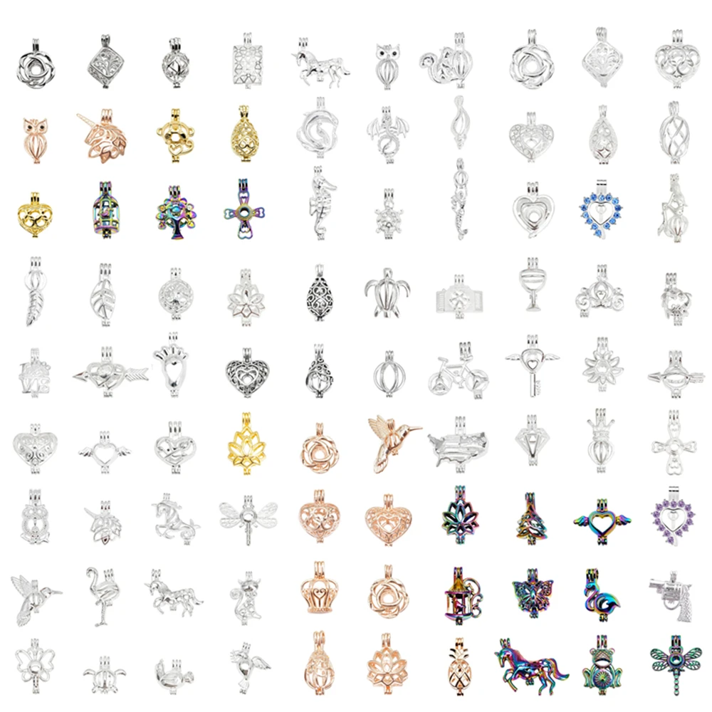 

10 шт. оптовая продажа смешанных жемчужин клетка кулоны винтажная ароматерапия Русалка эфирное масло диффузор ожерелье медальон для DIY