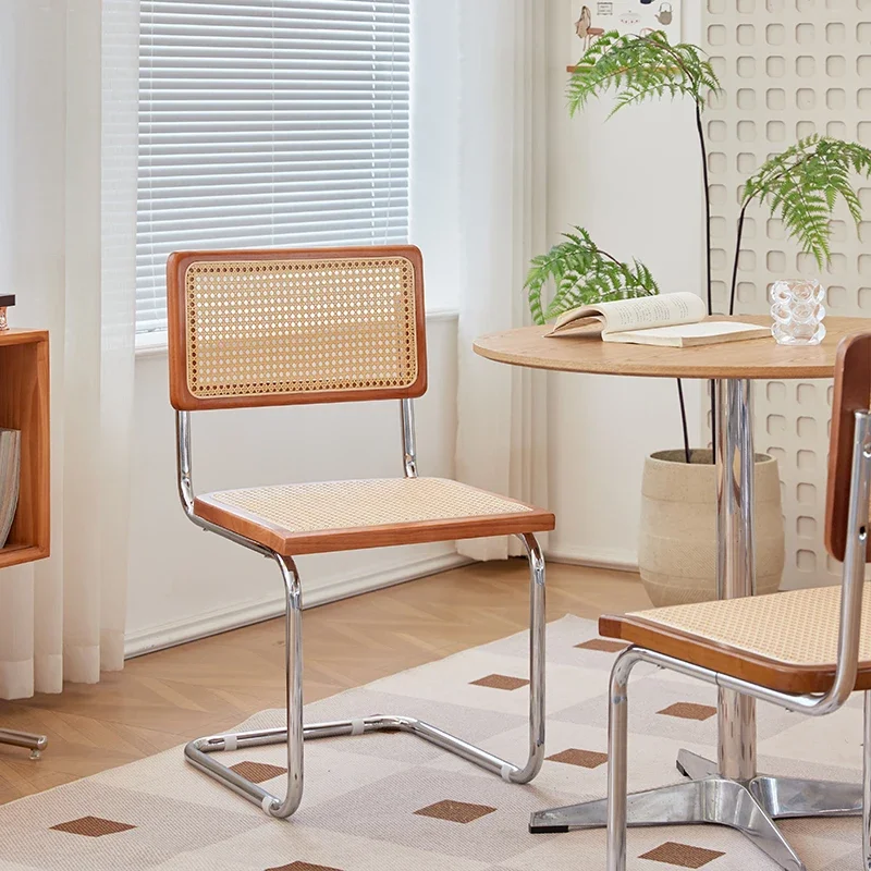 Imitation Rattan Living Room Armchairs Dining Chairs Metal Design Gamer Chairs Morden Wood Middle Ancient Restaurant Furniture