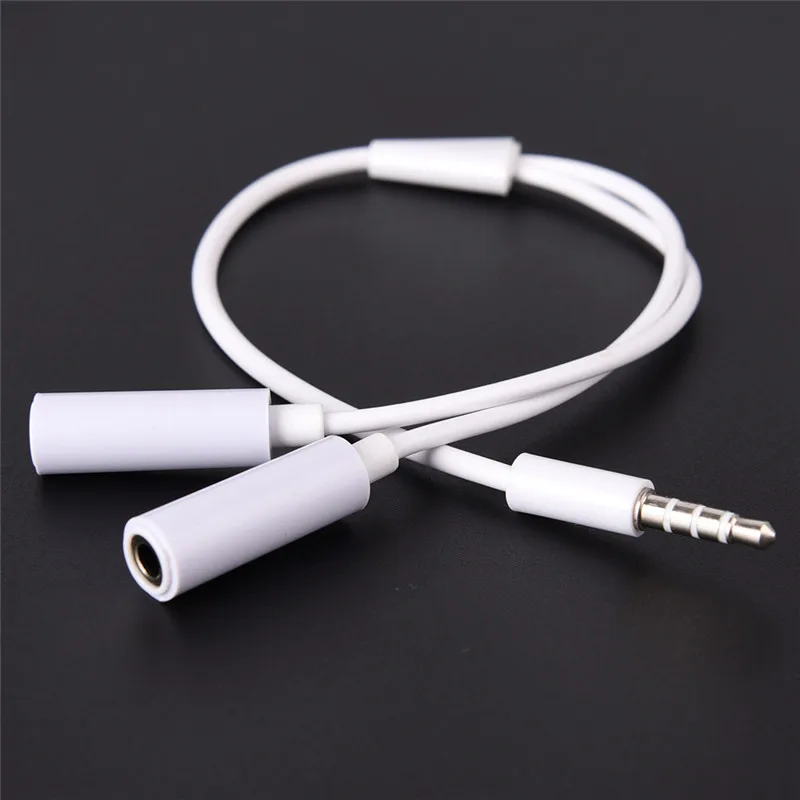 1 Male to 2 Dual Female Y Splitter Cable 3.5 mm Audio Cable For Earphone Headset Headphone MP3 MP4 Stereo Plug Adapter Jack