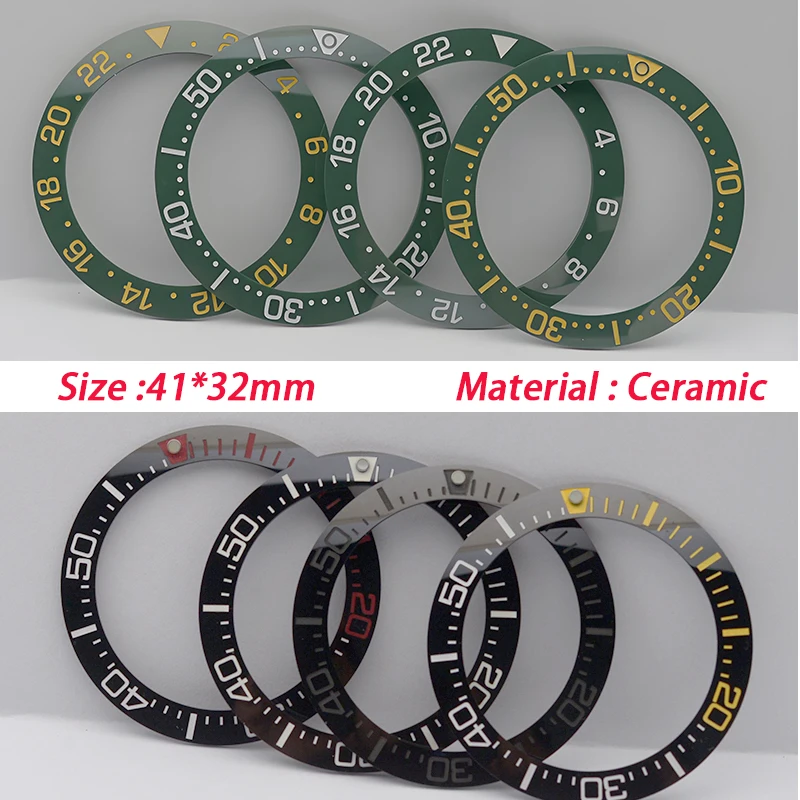 41*32mm High Quality Ceramic Watch Bezel Insert Ring Inner Luminous Fit Samurai Black Series PROSPEX SRPB55K Watch Case Parts