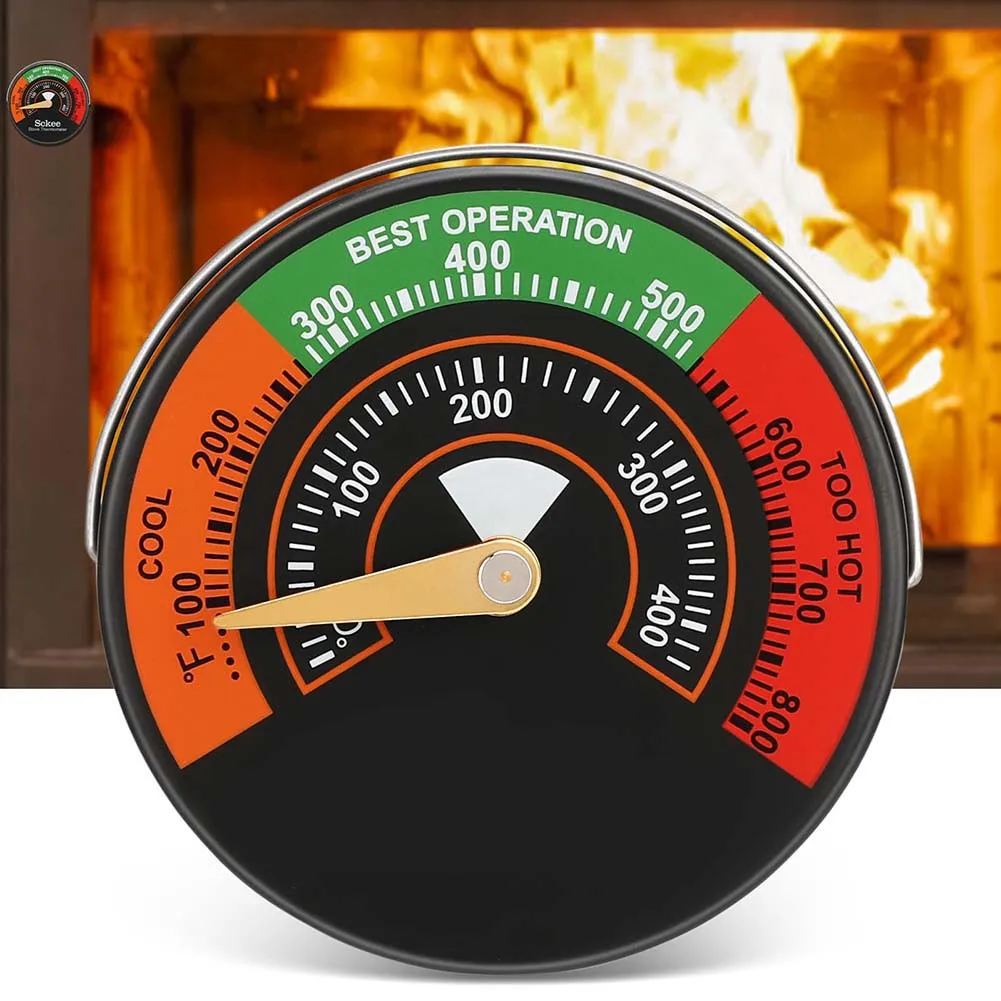 1pc Fireplace Thermometer With Large-Dial Magnetic Attachment Temperature Monitoring Wood Stove Magnetic Thermometer
