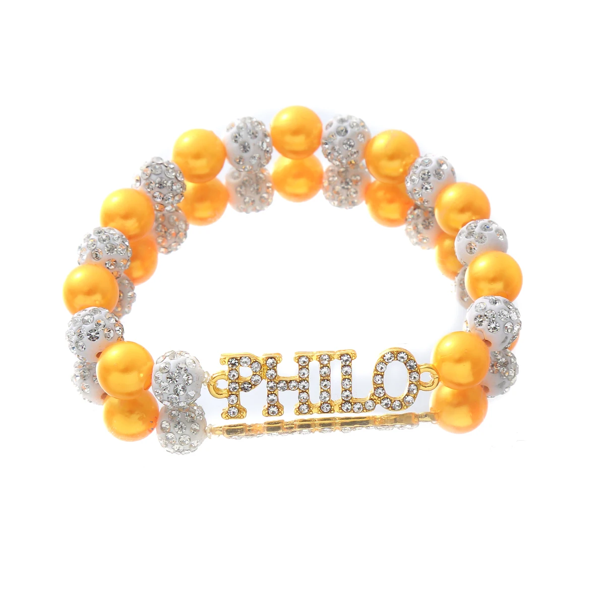 Women Social Jewelry White Yellow Beads Greek Sorority Philo Bracelets Jewelry Stretch