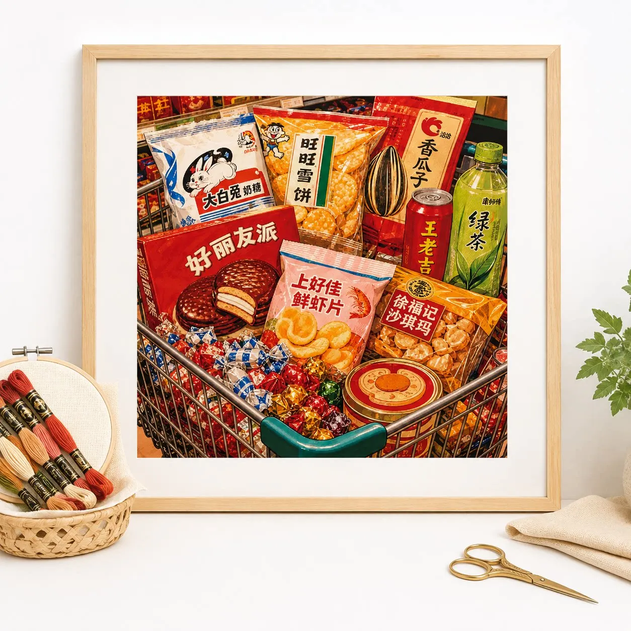 [ZZ9235-Childhood Snacks Collection]Stamped Cross Stitch Kit 14CT 18CT 16CT DIY Printed Canvas Cotton Thread Embroidery