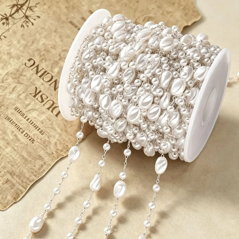 Stainless Steel Baroque Pearl Steel Wire Chain Anti-rust DIY Craft Material Irregular Pearl Handmade Jewelry view 4