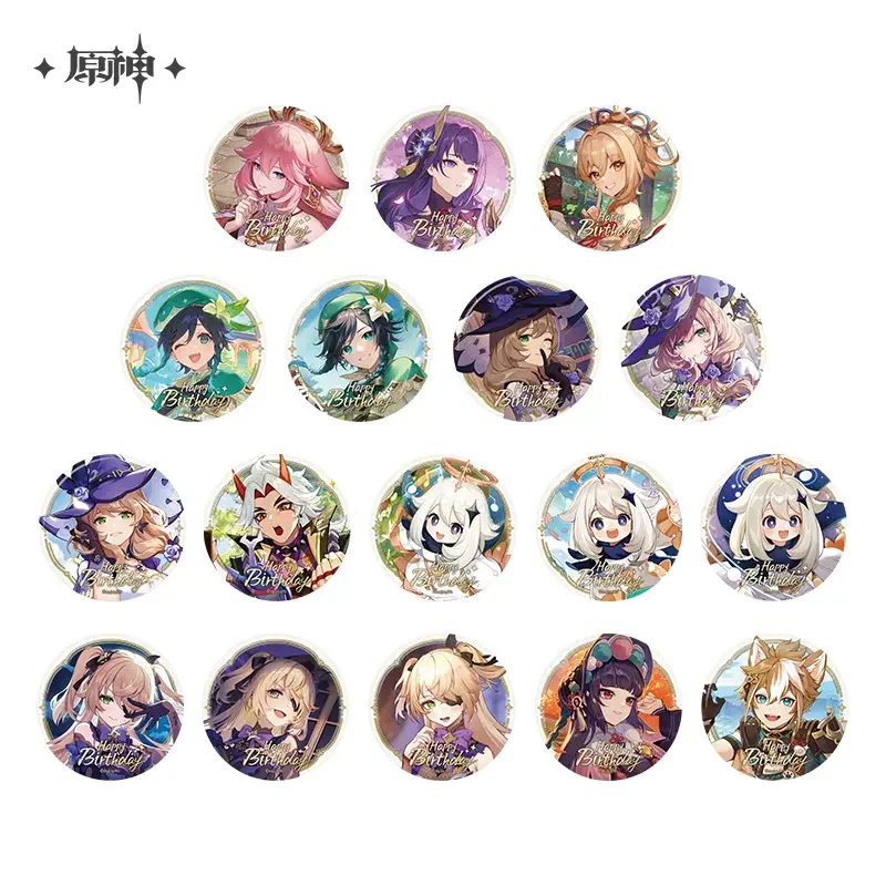 

Sunsyea Genshin Impact Official Merch miHoYo Original Birthday Series Badge Xiao Diluc Shenhe Noelle Raiden Shogun