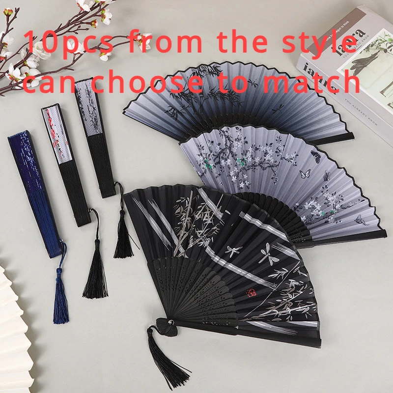 

Japanese Raw Silk Folding Fan, Antique Style, Chinese Ancient Style, Student Craft Gift, Ladies Dance, 10PCs