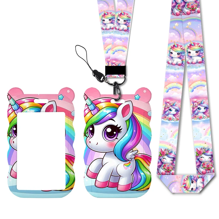 Hot Cartoon Animal Horse Designs Lanyards ID Badge Holder Strap Work Card Bus Access Card Holder Keychains Accessories
