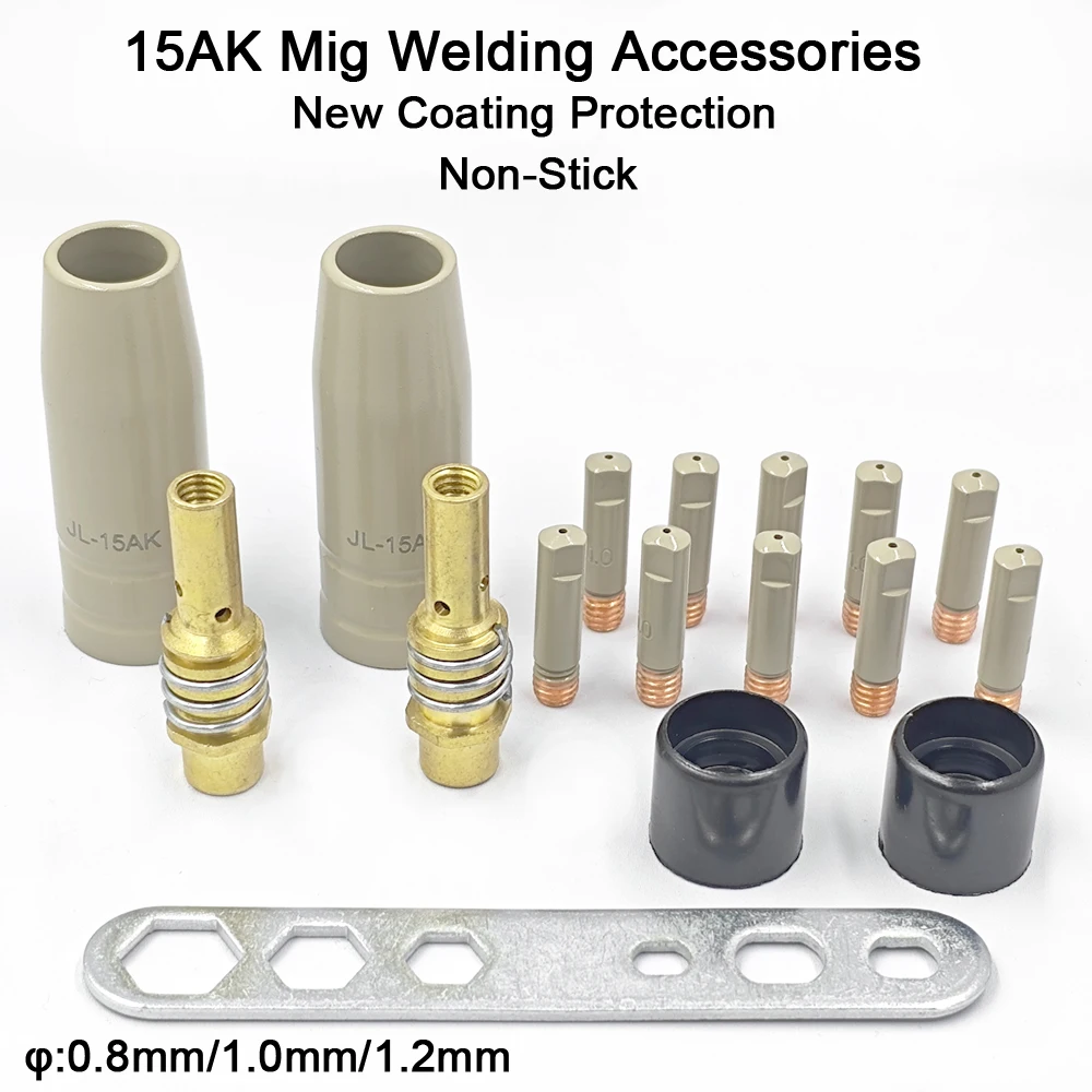 Welding Consumable New Coating Protection 0.8/1.0/1.2mm Contact Tips Non-Stick Welding Slag European Airless Nozzle For 15AK MIG