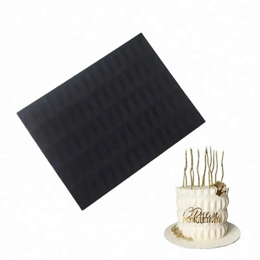Silicone Cake Edge Texture Pad Black Fondant Embossing Mold Mousse Decorating Tool Baking Supplies Flexible Pastry Impression
