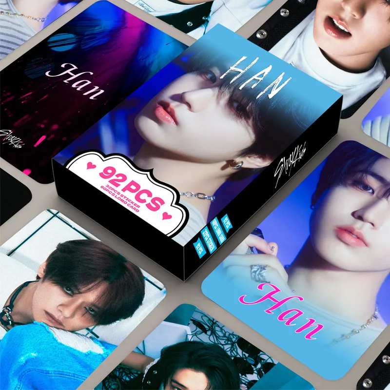 SKZOO 92Pcs HAN Ji-sung Double-Sided LOMO Cards Stray Kids HD Color Printed Photocards Kpop Star Collectible Fan Gifts