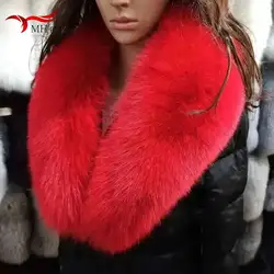 Winter Real Fox Fur Collar 100% Genuine Natural Pink Scarf Scarves Women Large Size Wraps Neck Warmer Luxury Furry Shawl Female