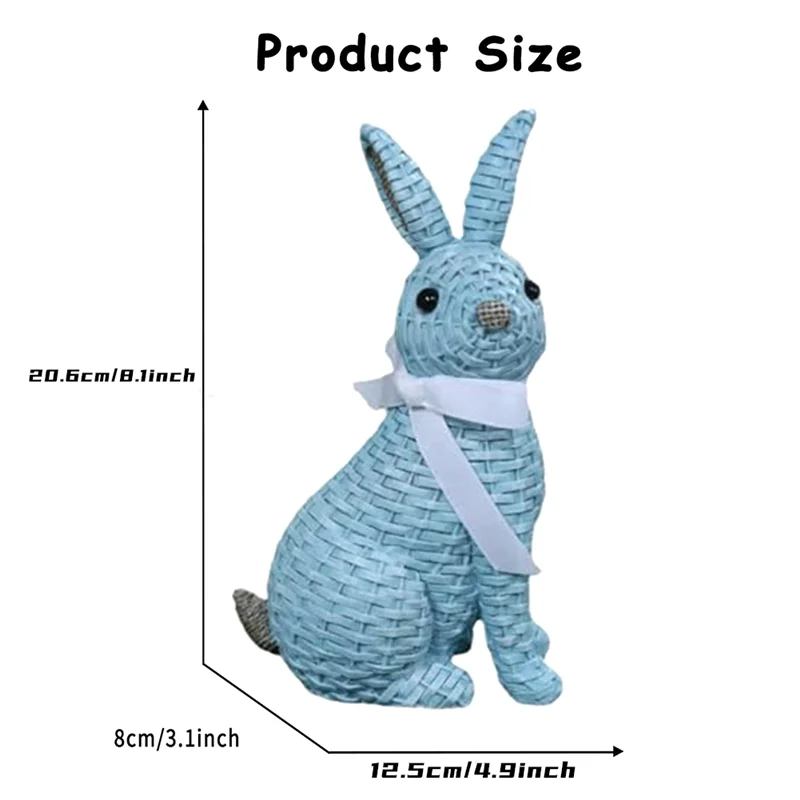 محاكاة الأرنب تمثال عيد الفصح منضدية الديكور، سهلة الاستخدام دائم الأزرق-A #6