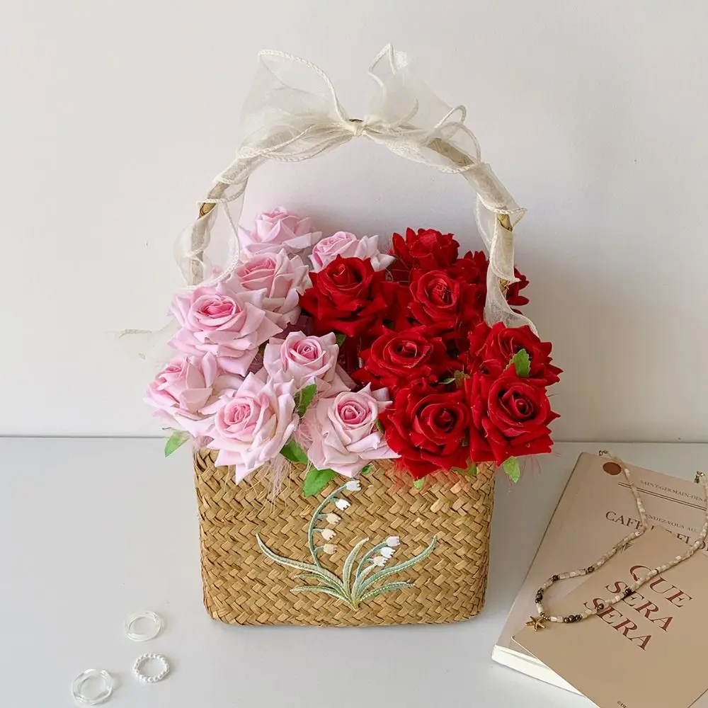 New Polyester Fibre Gel Pen Plastic Simulated Rose Neutral Pen Ballpoint Pen Gift