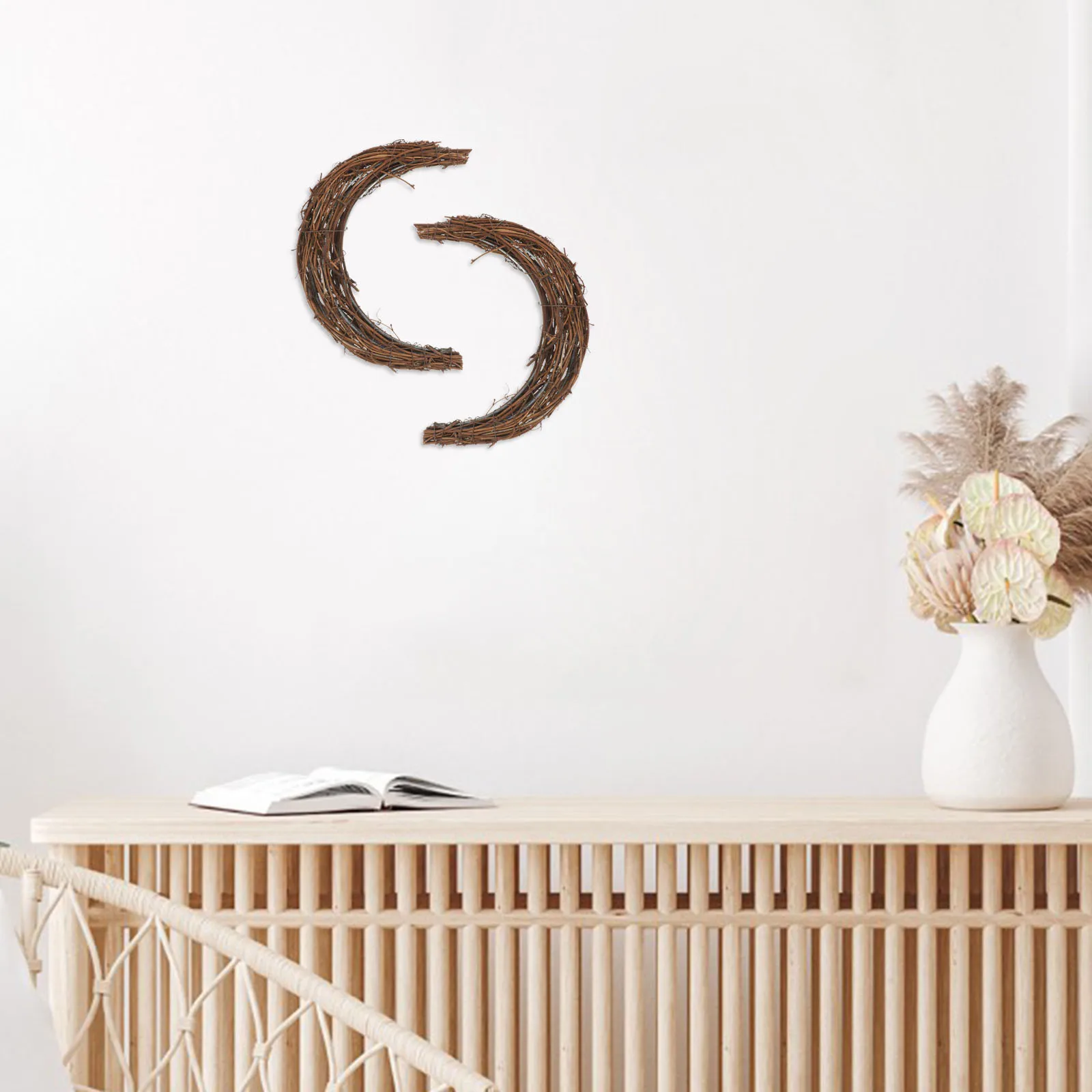 

2 Pcs Crafts Rattan Garland DIY Hoops Wreath Frame Material Grape Vines Circle Light Brown Festival Making Rings