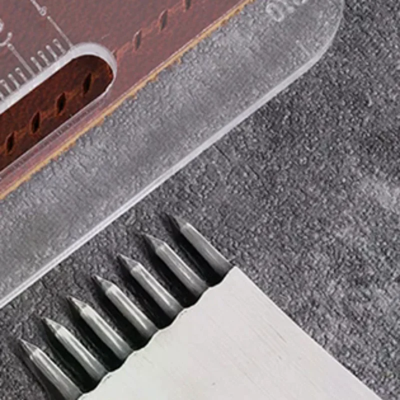 4mm Multi-functional Thickened Transparent Puller Acrylic Rounded Cutting Distance Ruler Hitting Auxiliary Manual Leather Tool
