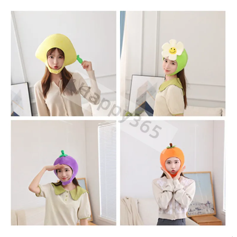 Adult Funny Party Hats Carton Plush Fruit Food Daisy Lemon Persimmon Cap Hat Children Gift Bedroom Decor Photo Prop Headdress