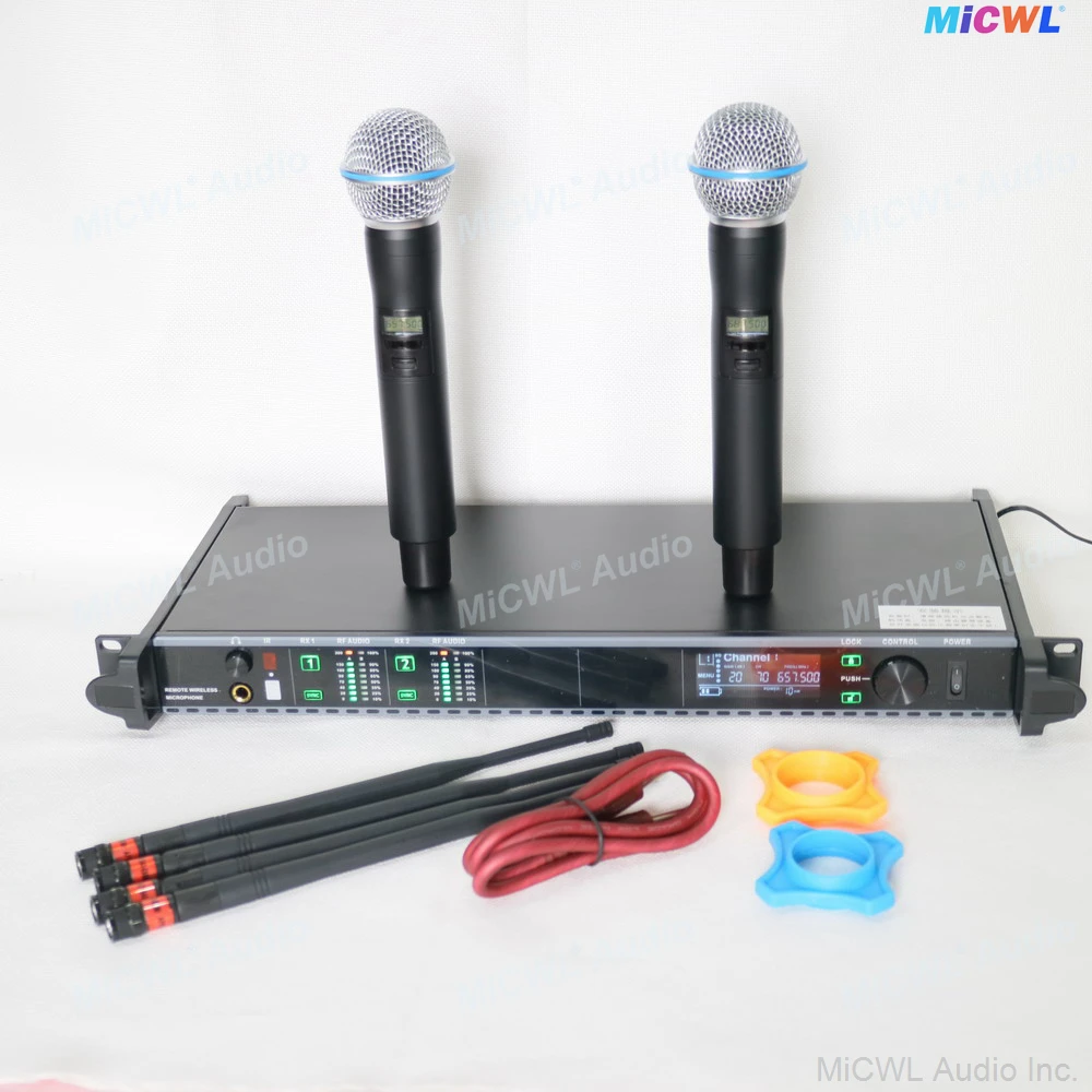 Axint AD4D 200 Channel Beta58 KSM9 Digital Wireless Karaoke Microphone System Headset Lavalier Stage Live Music Performance