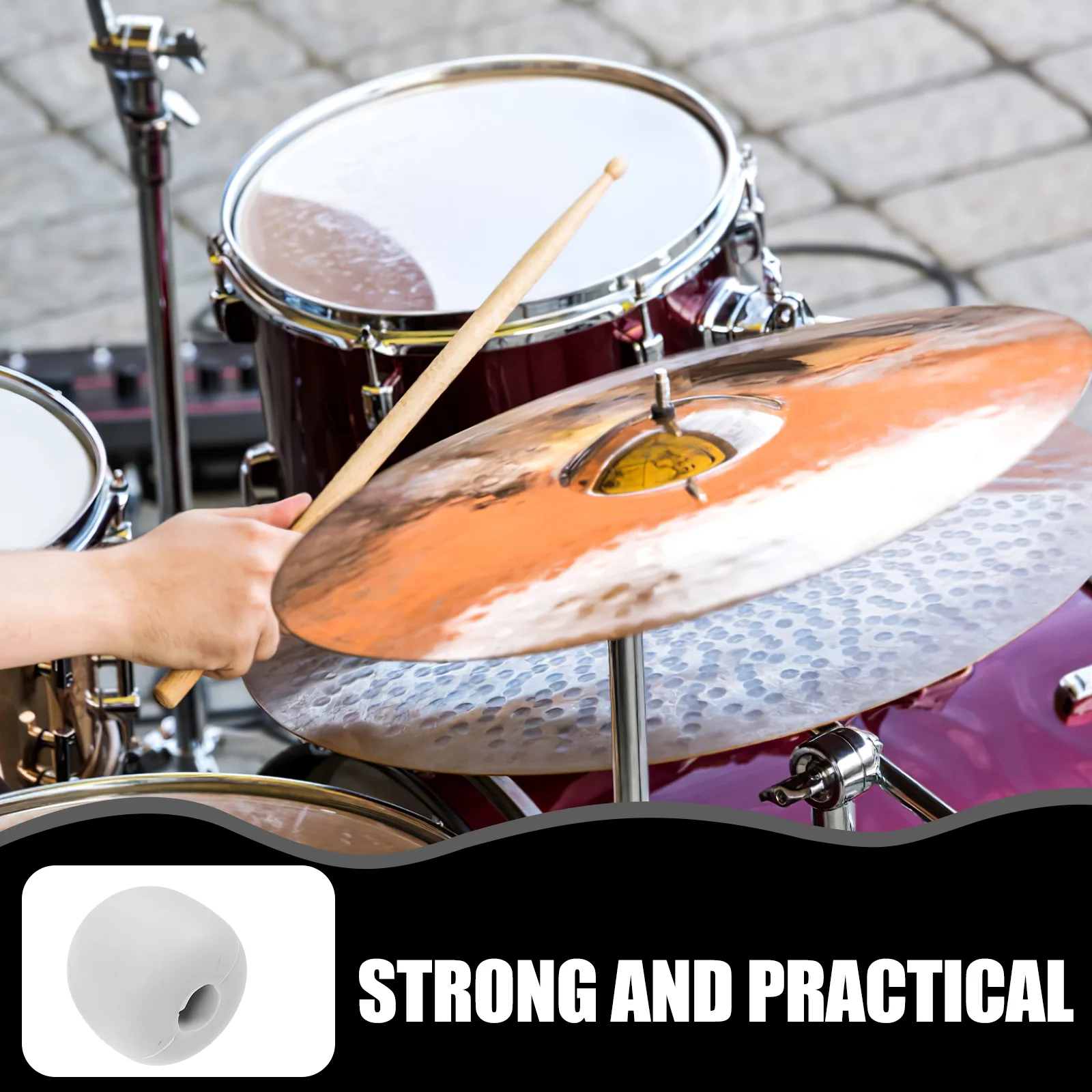 2 Pairs Drumstick Set Practice Tips Rubber Sleeve 150X150X150CM Accessories Black Mute Instrument Musical