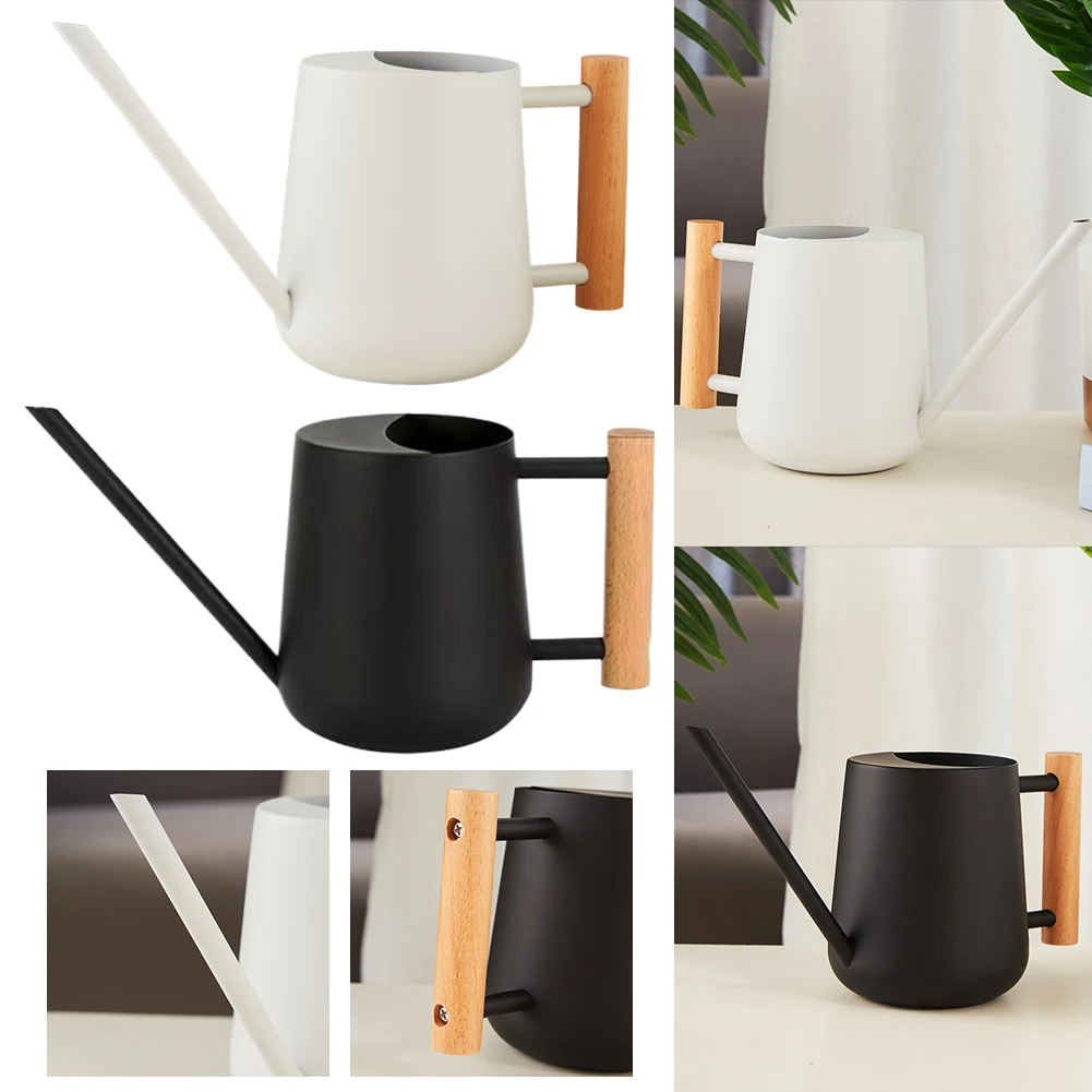 

1000 ML Watering Can Long Mouth Sprinkling Pot with Wood Handle Long Spout Water Can Watering Accessories for House Plant Flower